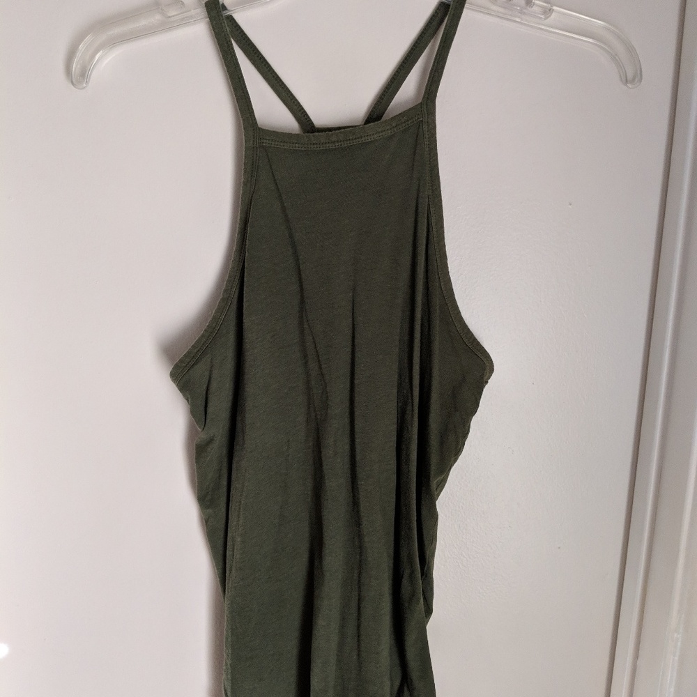 High neck olive green top